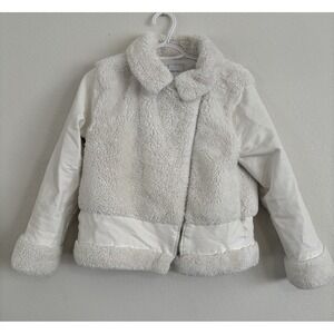 Women's Nine West Daisy Dew‎ Faux-Fur Faux-Leather Moto Jacket XL White